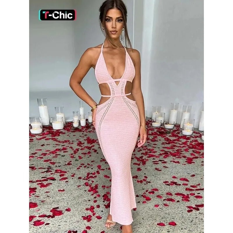 Amara Cut-Out Halterneck Maxi Dress