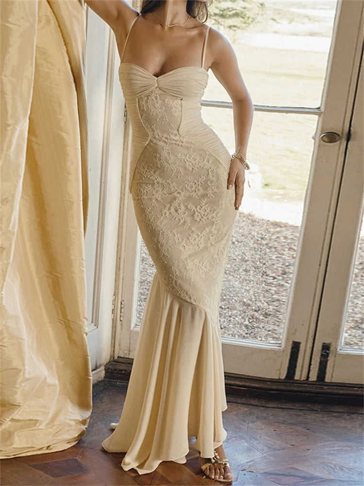 Elena Lace Corset Mermaid Maxi Dress