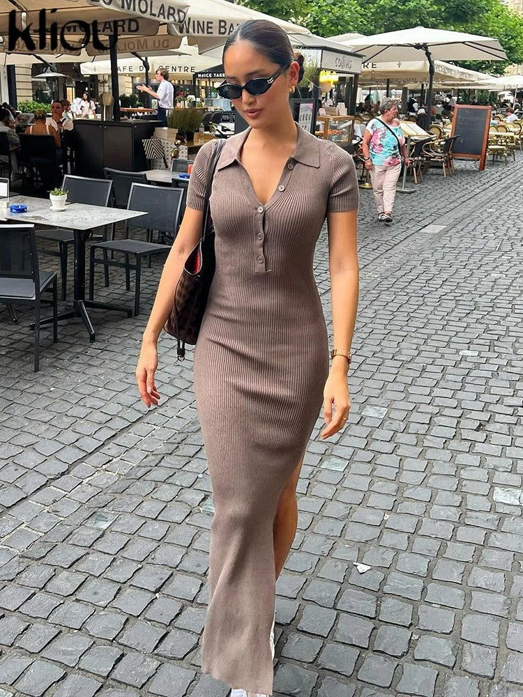 Charlotte Ribbed Short Sleeve Maxi Dress
