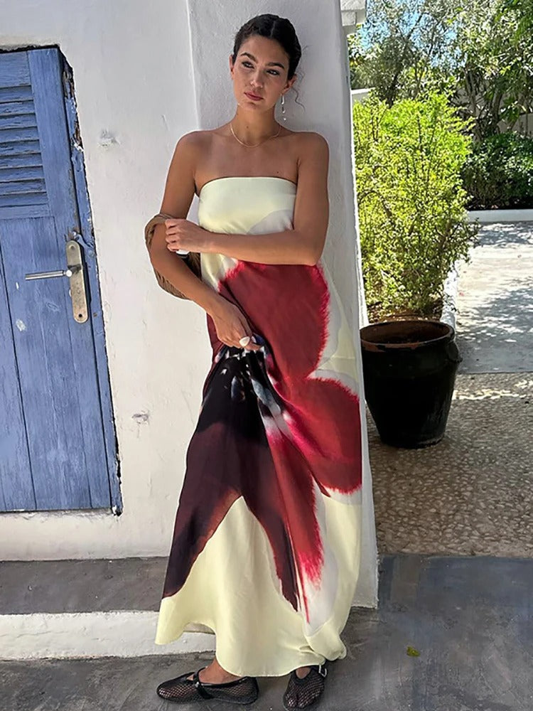 Aurelia Backless Buckle Detail Maxi Dress