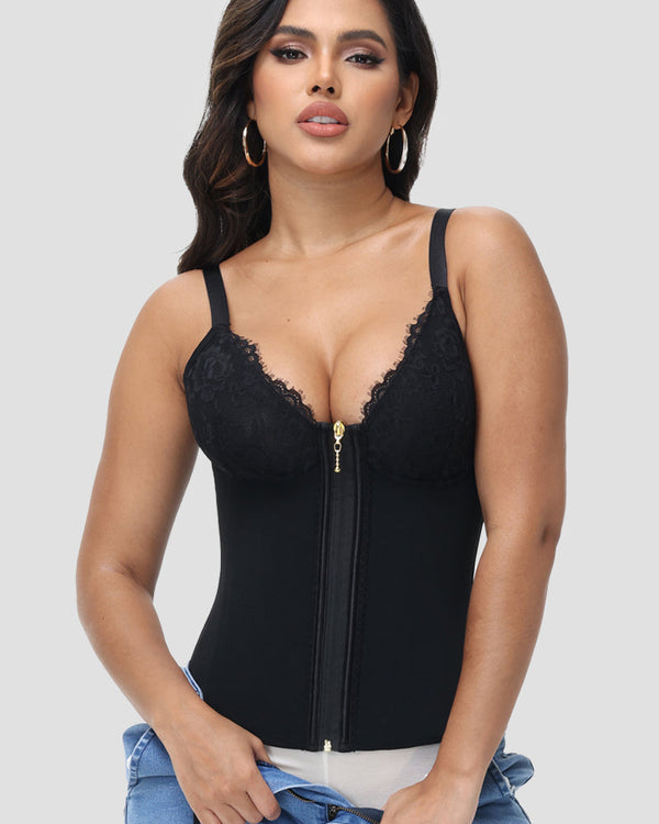 Deep-V Lace Corset Top