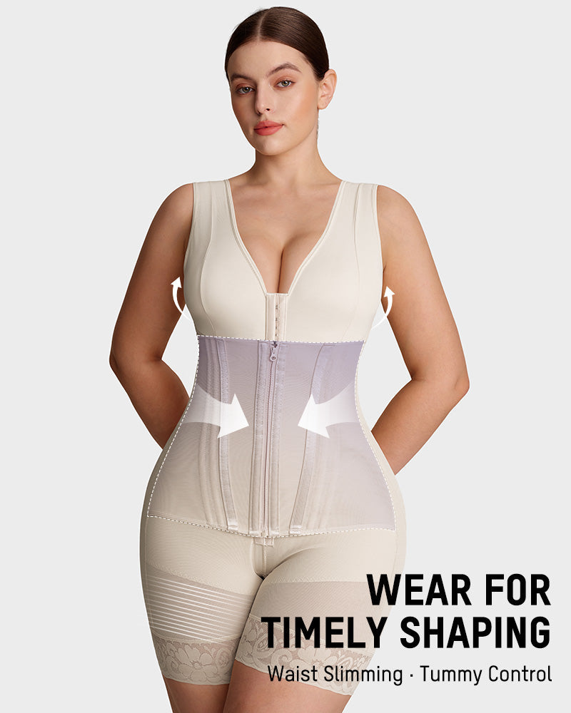 Double Tummy Control Faja | Full Body Shapewear Zip Up