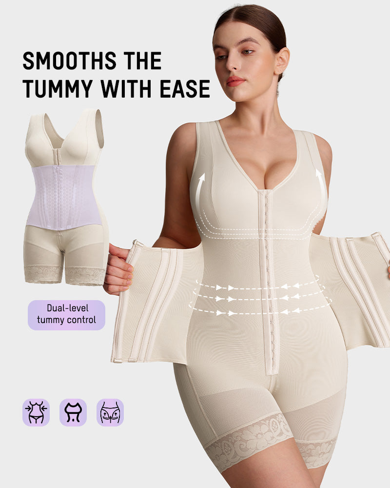 Double Tummy Control Faja | Full Body Shapewear Zip Up