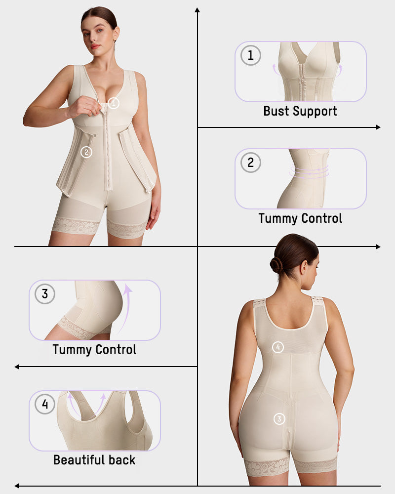 Double Tummy Control Faja | Full Body Shapewear Zip Up