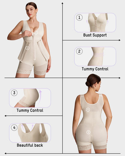 Double Tummy Control Faja | Full Body Shapewear Zip Up