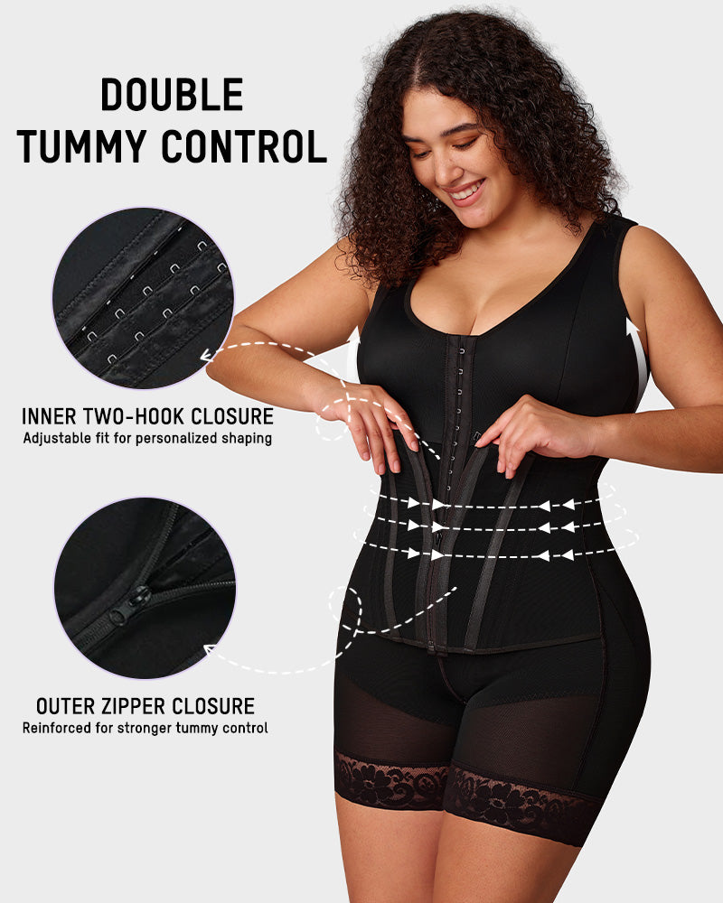 Double Tummy Control Faja | Full Body Shapewear Zip Up