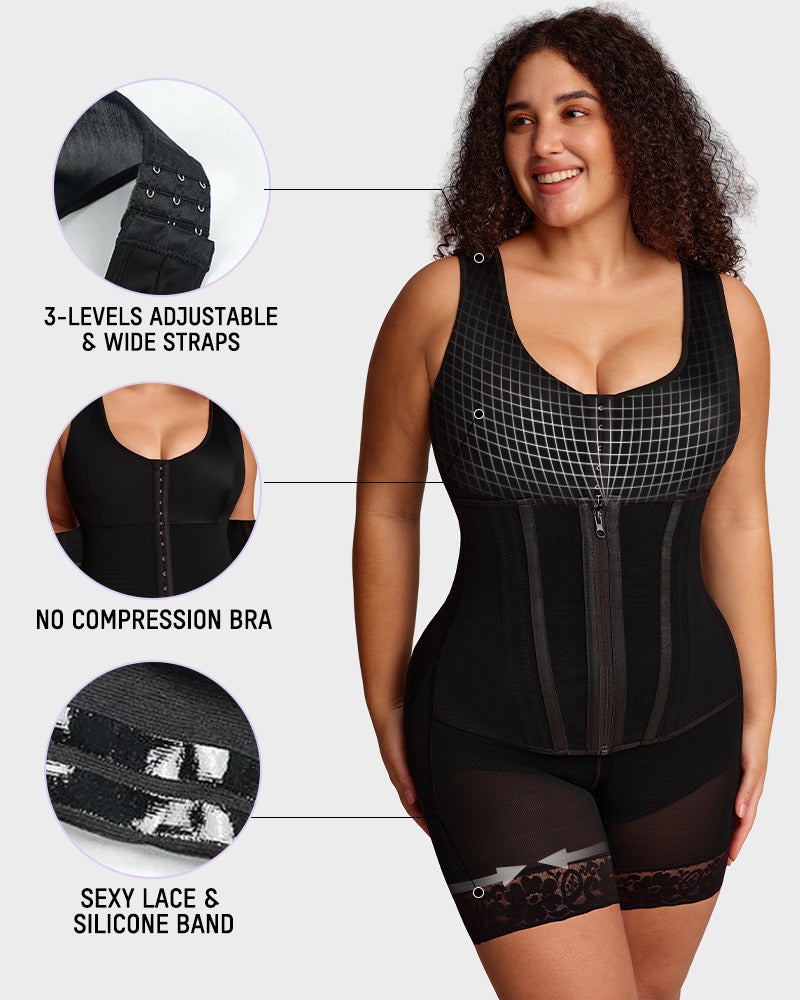 Double Tummy Control Faja | Full Body Shapewear Zip Up