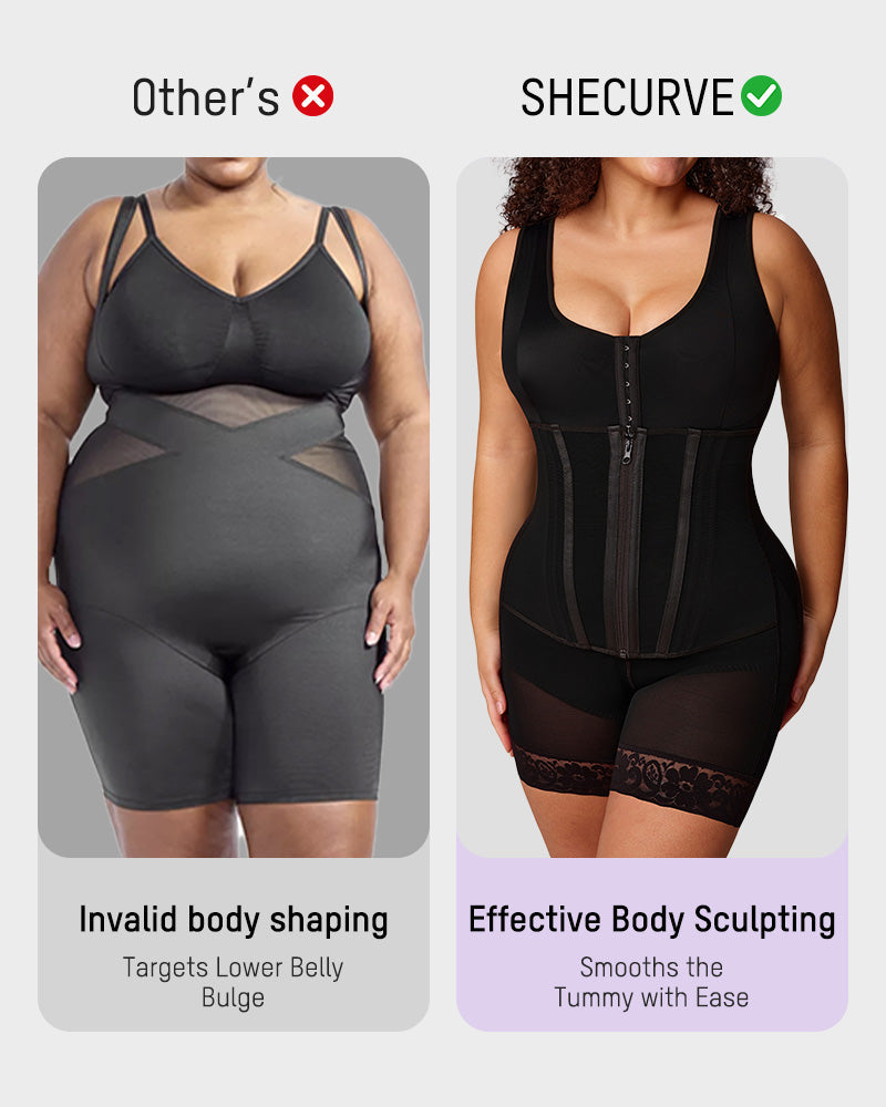 Double Tummy Control Faja | Full Body Shapewear Zip Up