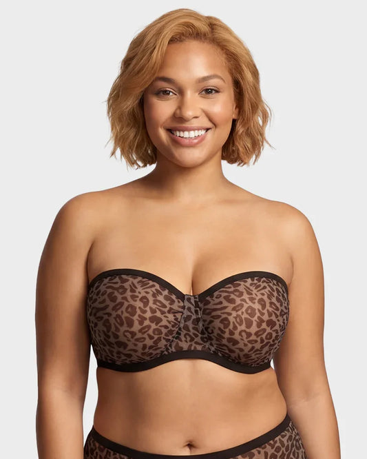 Strapless Mesh Balconette Bra | Full Figure Underwire