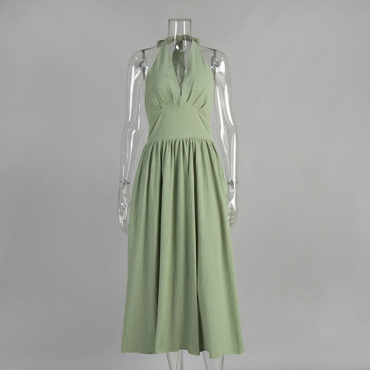 Aria Cotton Halterneck Maxi Dress with Pockets