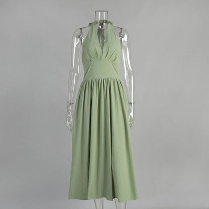 Aria Cotton Halterneck Maxi Dress with Pockets