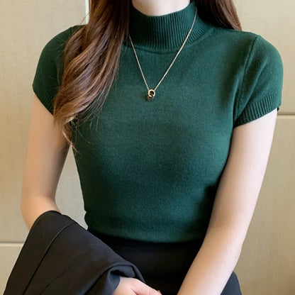 Clara Mock-Neck Short Sleeve Knit Top