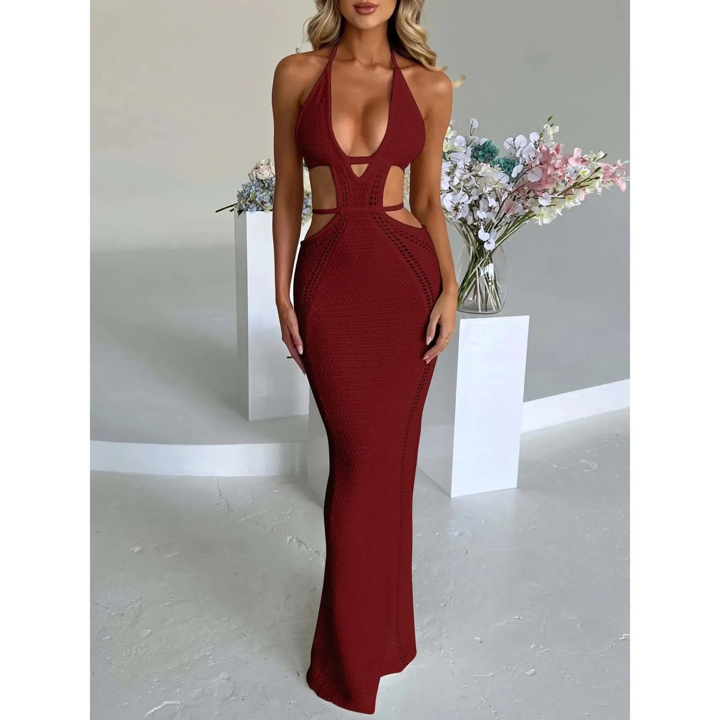 Amara Cut-Out Halterneck Maxi Dress