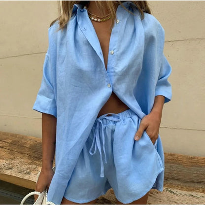 Sienna Linen-Blend Shirt & Shorts Co-Ord Set