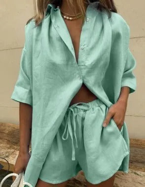 Sienna Linen-Blend Shirt & Shorts Co-Ord Set