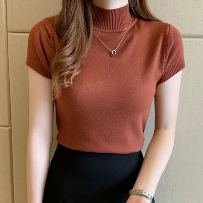 Clara Mock-Neck Short Sleeve Knit Top