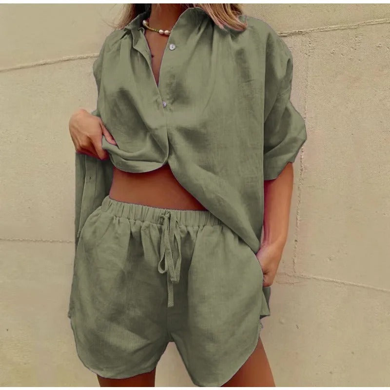 Sienna Linen-Blend Shirt & Shorts Co-Ord Set