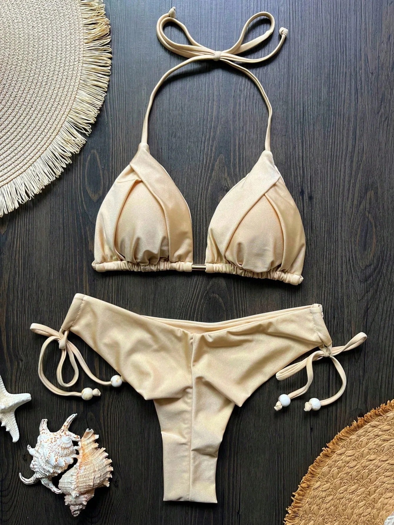 Sienna Pleated Triangle Side-Tie Bikini Set