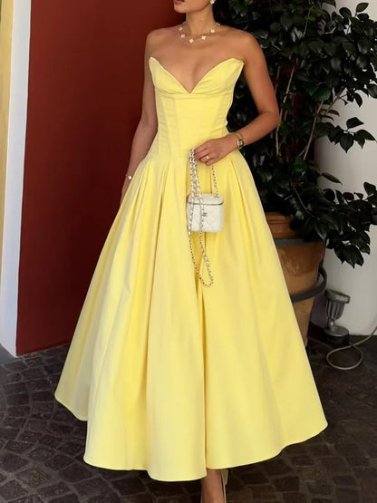 Elegance Strapless Sweetheart A-Line Prom Dress