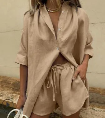 Sienna Linen-Blend Shirt & Shorts Co-Ord Set