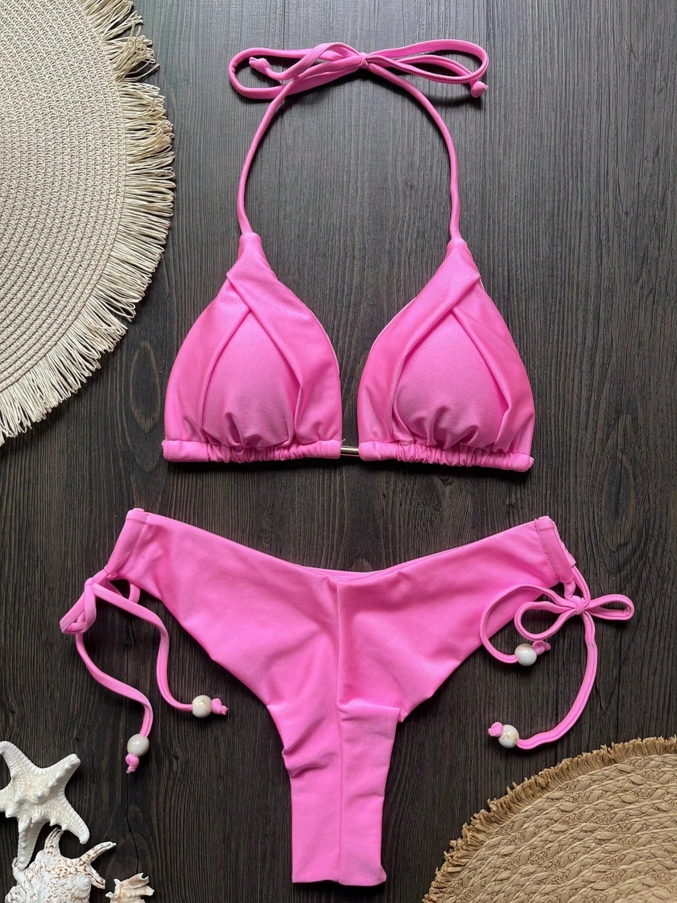 Sienna Pleated Triangle Side-Tie Bikini Set