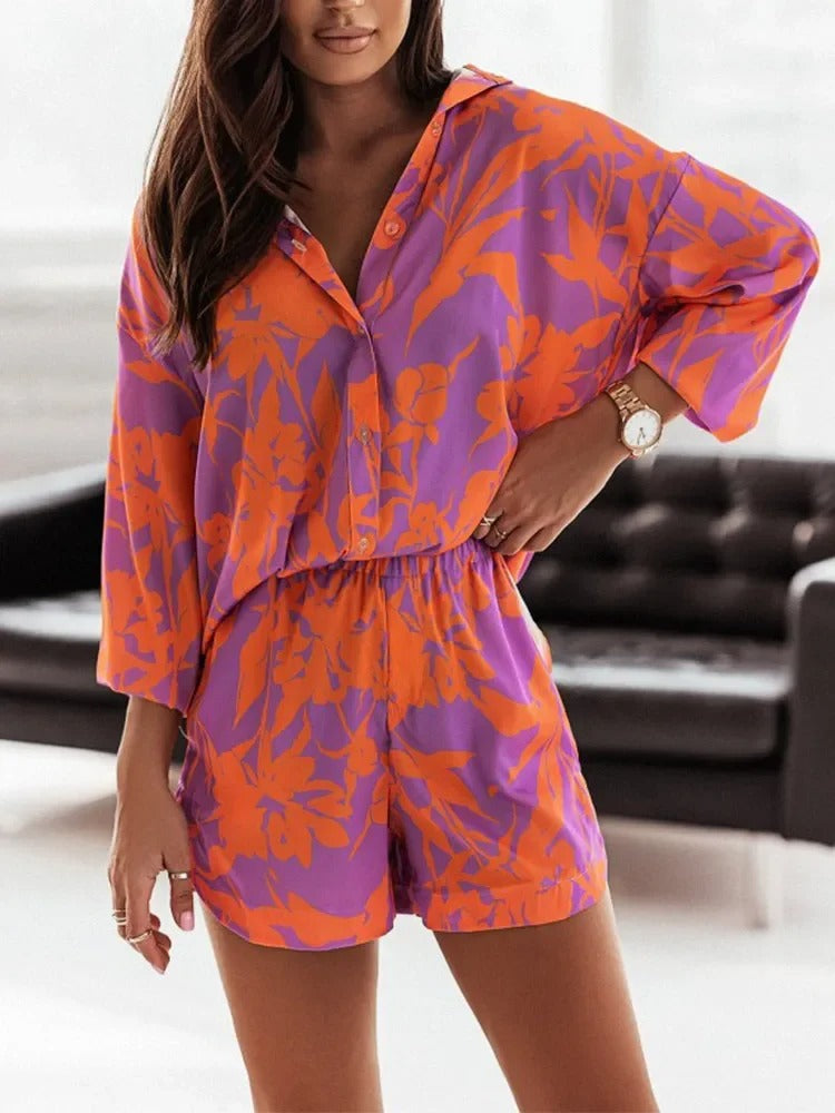 Sienna Vibrant Abstract Print Shirt & Shorts Co-ord
