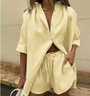 Sienna Linen-Blend Shirt & Shorts Co-Ord Set