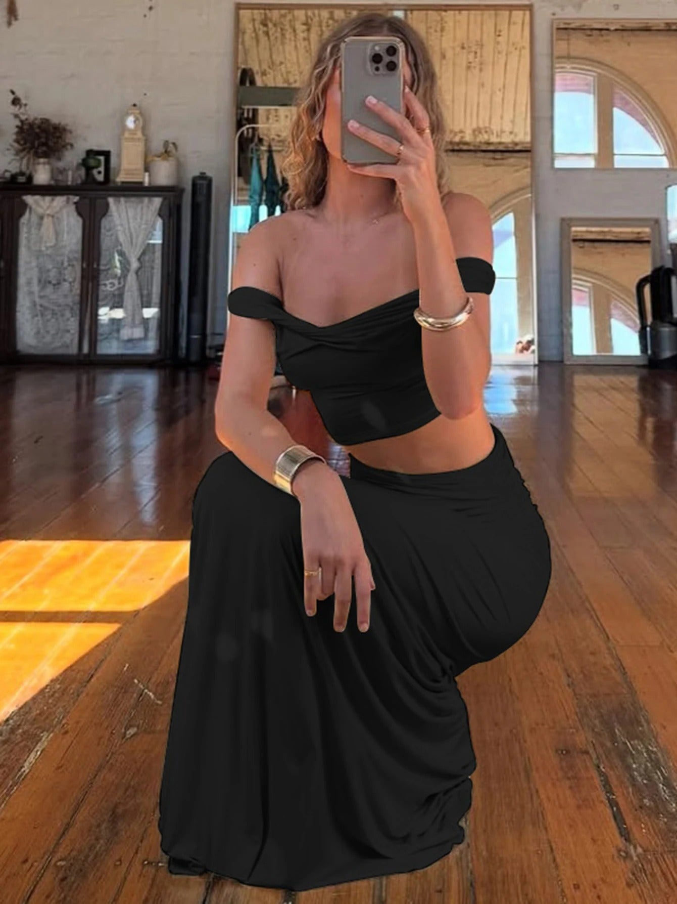 Alba Off-Shoulder Ruched Two-Piece Co-ord Set