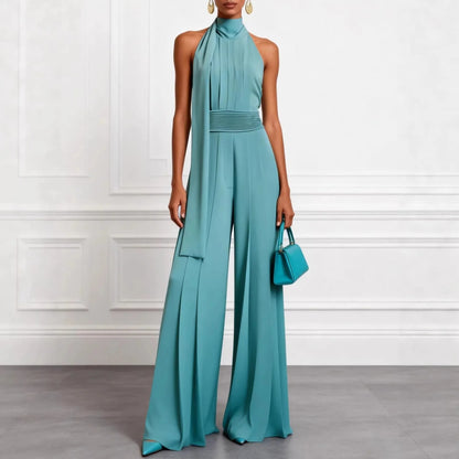 Evelyn Scarf-Neck Wide-Leg Jumpsuit