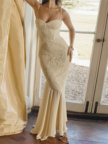 Elena Lace Corset Mermaid Maxi Dress
