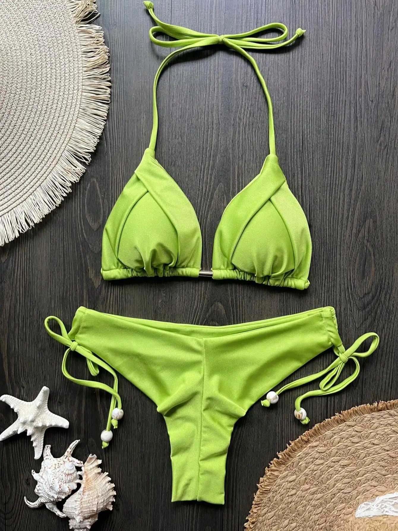 Sienna Pleated Triangle Side-Tie Bikini Set