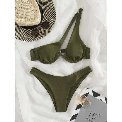 Amara One-Shoulder Cutout Underwire Bikini Set