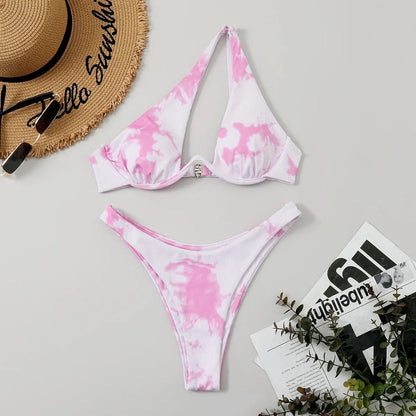 Amara One-Shoulder Cutout Underwire Bikini Set