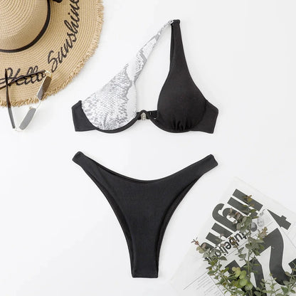 Amara One-Shoulder Cutout Underwire Bikini Set