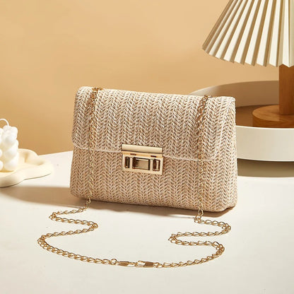 Sienna Woven Straw Envelope Clutch Bag