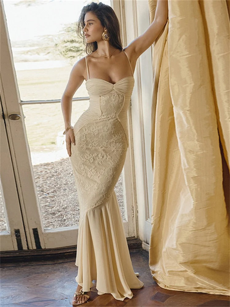 Elena Lace Corset Mermaid Maxi Dress