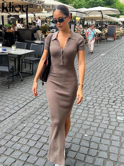 Charlotte Ribbed Short Sleeve Maxi Dress
