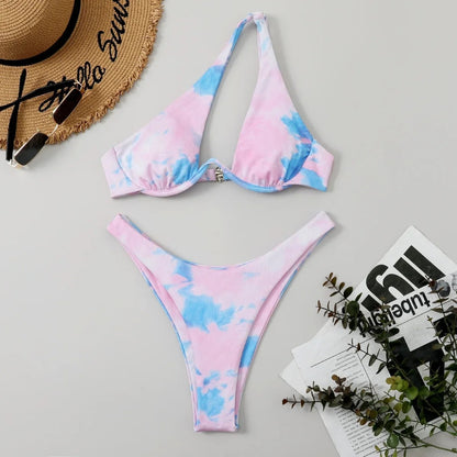 Amara One-Shoulder Cutout Underwire Bikini Set