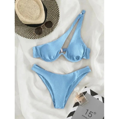 Amara One-Shoulder Cutout Underwire Bikini Set