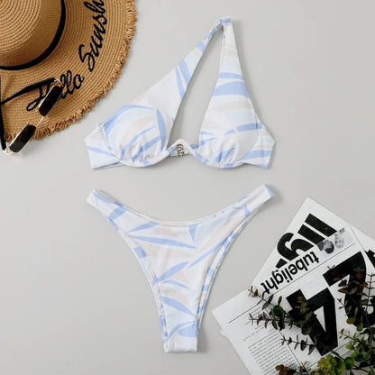 Amara One-Shoulder Cutout Underwire Bikini Set