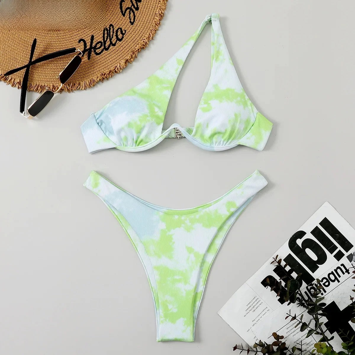 Amara One-Shoulder Cutout Underwire Bikini Set