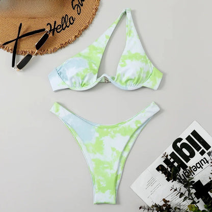 Amara One-Shoulder Cutout Underwire Bikini Set
