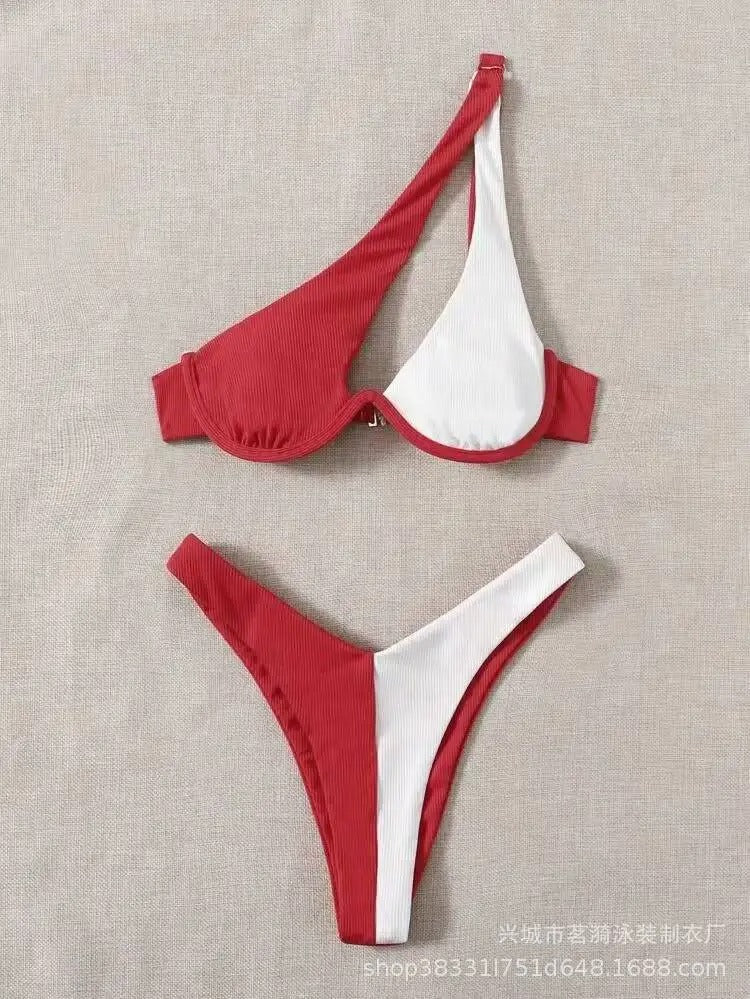 Amara One-Shoulder Cutout Underwire Bikini Set