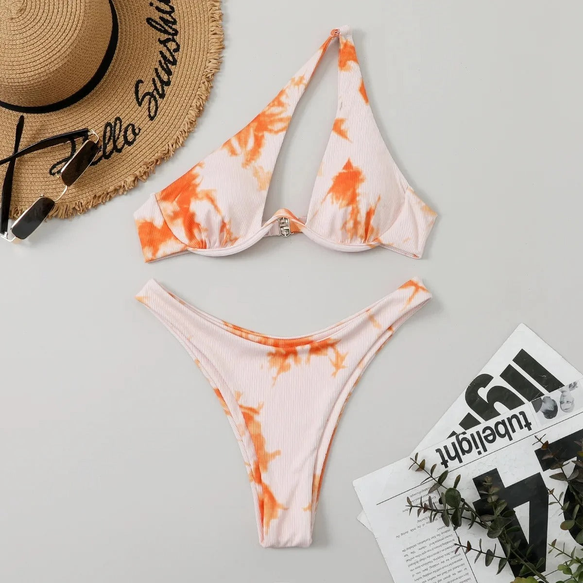 Amara One-Shoulder Cutout Underwire Bikini Set