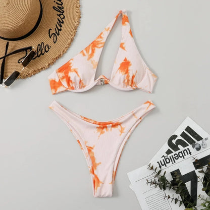 Amara One-Shoulder Cutout Underwire Bikini Set