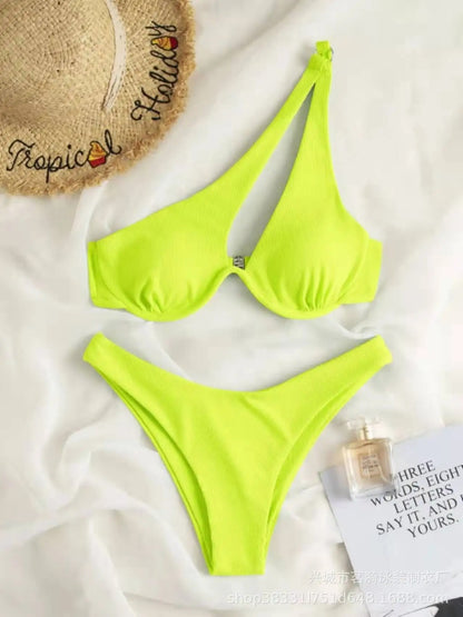Amara One-Shoulder Cutout Underwire Bikini Set
