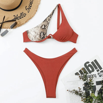 Amara One-Shoulder Cutout Underwire Bikini Set