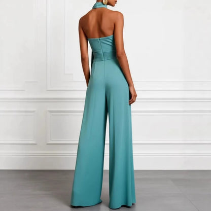 Evelyn Scarf-Neck Wide-Leg Jumpsuit