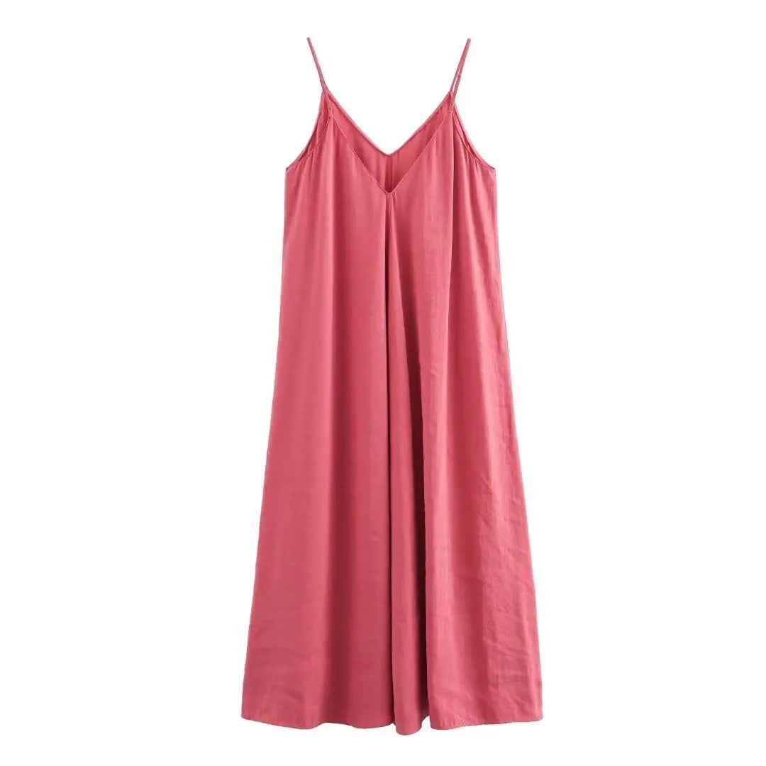 Isla Cowl-Back Flowy Slip Maxi Dress