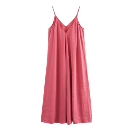Isla Cowl-Back Flowy Slip Maxi Dress
